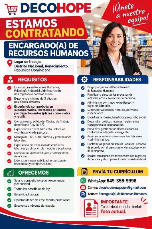 Publicación original de la vacante Encargado(a) de Recursos Humanos